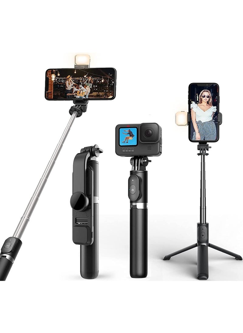 ELTRAZONE - Selfie Stick with Light Long Selfie Stick with Tripod Stand 104cm Plus Bluetooth Mobile Selfie Stick for Mobile Phone Makeup Vlogging Youtube Live - Image 1