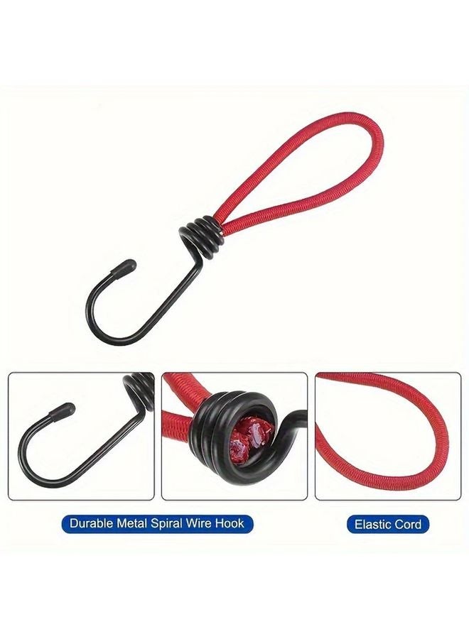 6pcs Heavy Duty Bungee Cords with Iron Hooks 300lb Capacity Green - Image 3
