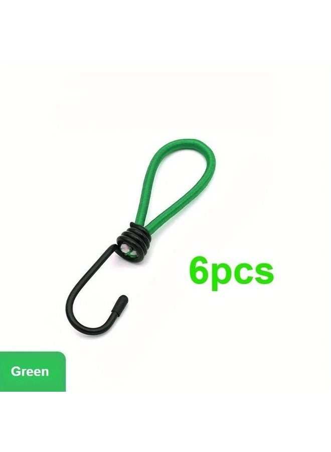 6pcs Heavy Duty Bungee Cords with Iron Hooks 300lb Capacity Green - Image 1