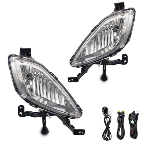WEZEMLIGHT Fog Lights Assembly Compatible With Hyundai Elantra 2011-2013 Included Switch And Wiring Kit OEM Part Number:922023X020, 922013X020, HY2592140, HY2593140(Clear Lens) - Image 2