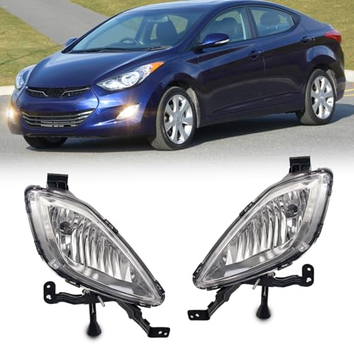 WEZEMLIGHT Fog Lights Assembly Compatible With Hyundai Elantra 2011-2013 Included Switch And Wiring Kit OEM Part Number:922023X020, 922013X020, HY2592140, HY2593140(Clear Lens) - Image 1