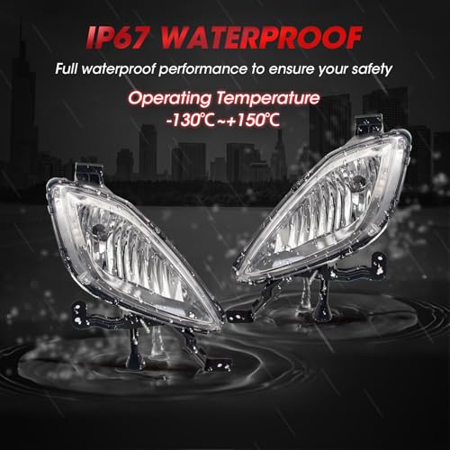 WEZEMLIGHT Fog Lights Assembly Compatible With Hyundai Elantra 2011-2013 Included Switch And Wiring Kit OEM Part Number:922023X020, 922013X020, HY2592140, HY2593140(Clear Lens) - Image 4
