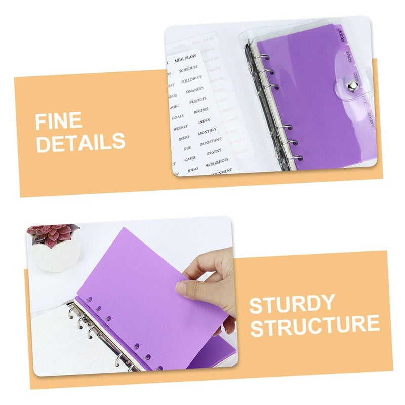 Purple 6 Hole Plastic Binder Dividers 12 Pages Reusable Index Sheets for Office School - Image 4
