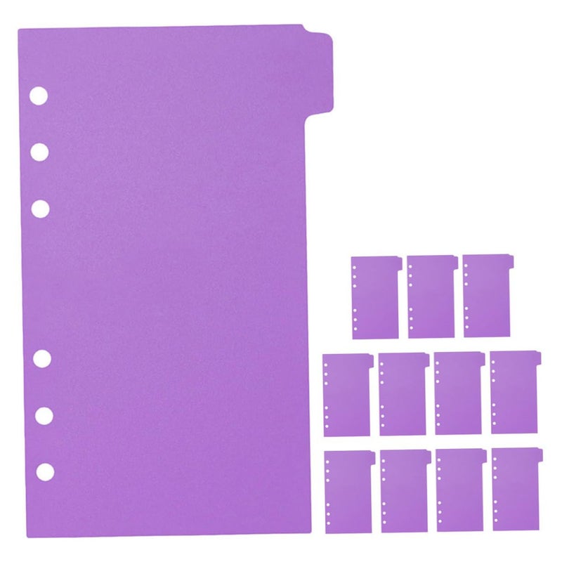Purple 6 Hole Plastic Binder Dividers 12 Pages Reusable Index Sheets for Office School - Image 2