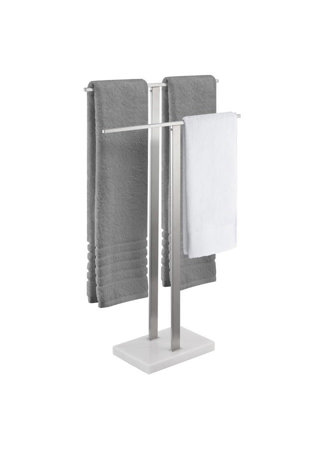 Kes Standing Towel Racks for Bathroom 2-Tier, Floor Towel Rack Stand with Heavy Marble Base, Upgrade Steady Freestanding Design, Pro-Grade 18/8 Stainless Steel Brushed Finish, BTH217-2 - Image 1