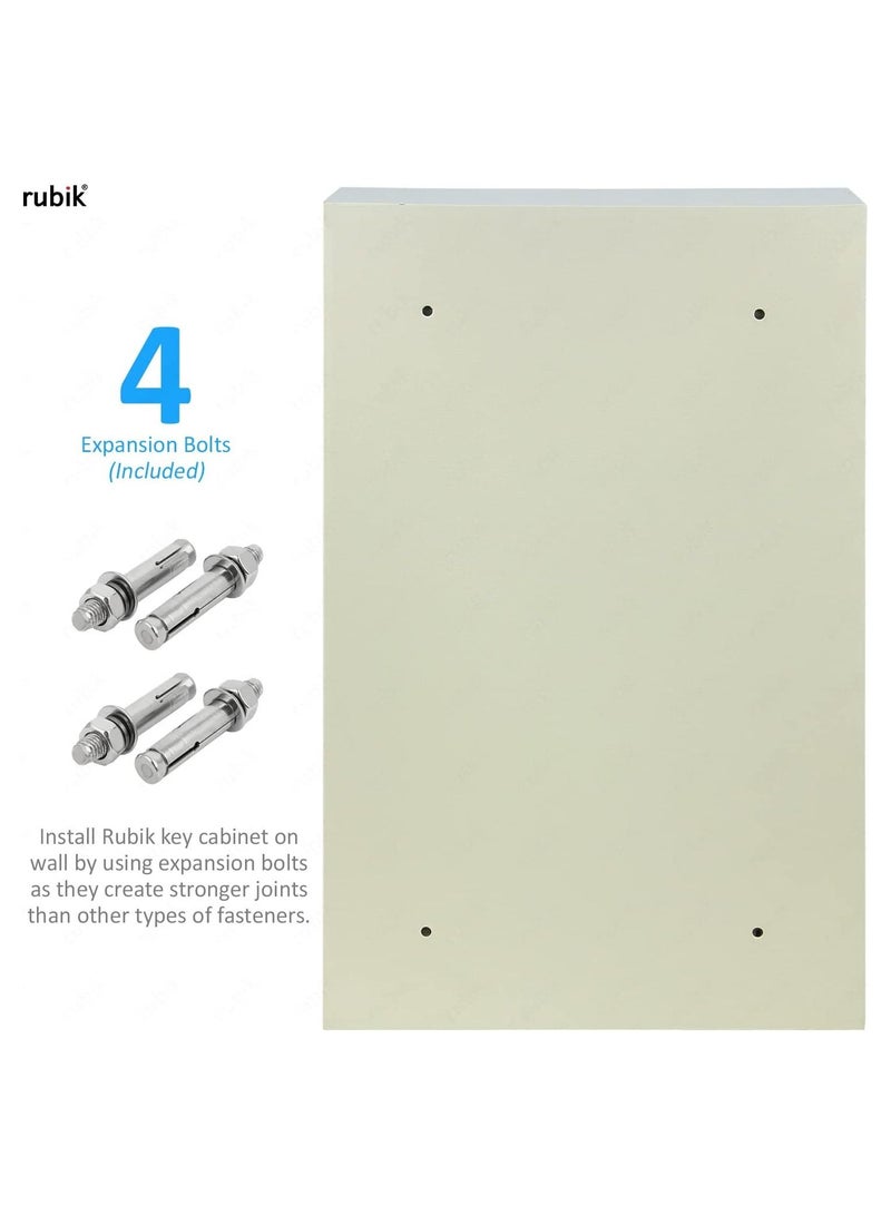 Rubik 60-Keys Metal Storage Cabinet Safe Box Digital Lock, Wall Mounted Key Storage Cabinet Organizer for Hotels Realestate Warehouse Schools Universities Business (Off White) - Image 5