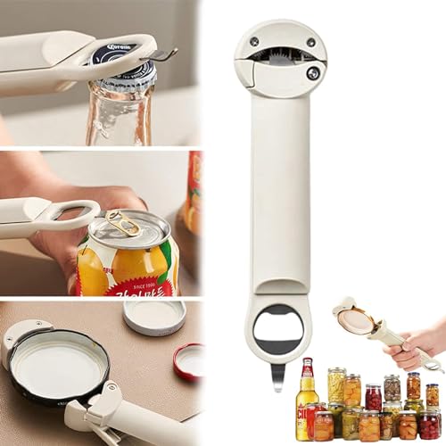 Desolio Multifunctional Retractable Bottle Opener - Adjustable Multifunctional Can Opener Jar Lid Gripper - 2024 New Jar Opener Bottle Opener for Weak Hands, Senior Arthritis (White) - Image 1