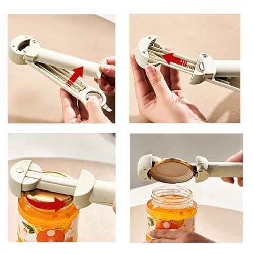 Desolio Multifunctional Retractable Bottle Opener - Adjustable Multifunctional Can Opener Jar Lid Gripper - 2024 New Jar Opener Bottle Opener for Weak Hands, Senior Arthritis (White) - Image 4