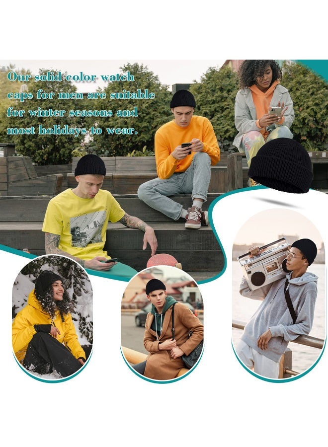 2PCS Wool Short Fisherman Beanie for Men, Soft Knit Cuff Trawler Beanie Caps Winter Warm Hats for Women - Image 5