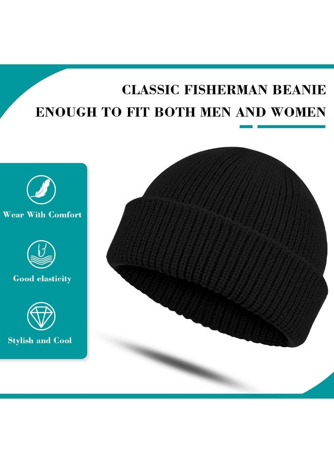 2PCS Wool Short Fisherman Beanie for Men, Soft Knit Cuff Trawler Beanie Caps Winter Warm Hats for Women - Image 3
