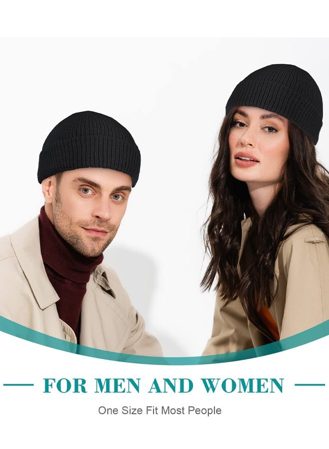 2PCS Wool Short Fisherman Beanie for Men, Soft Knit Cuff Trawler Beanie Caps Winter Warm Hats for Women - Image 4