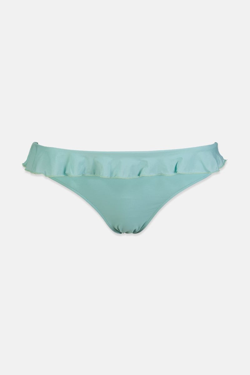 women'secret Women Plain Ruffle Detail Bikini Bottom, Green - Image 1
