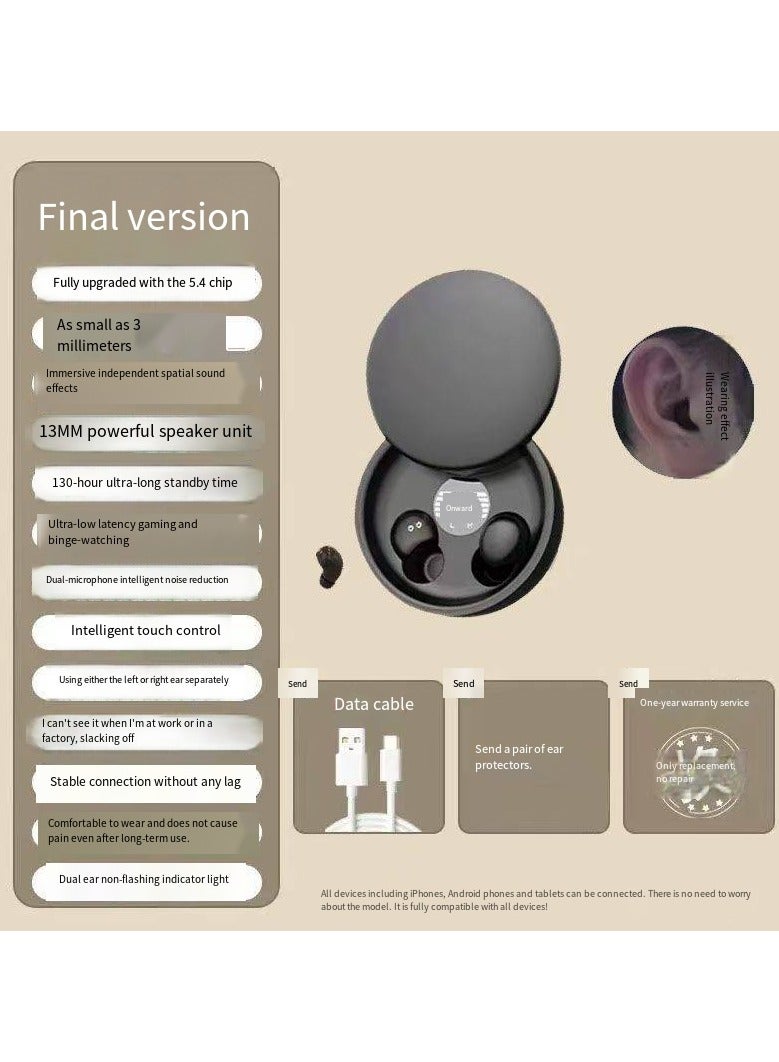 general Male and Female Noise-canceling Ultra-Small Invisible Mini Grain Hidden-type Sleep-in-ear New Model Extremely Small 2025 Bluetooth Headphones - Image 1