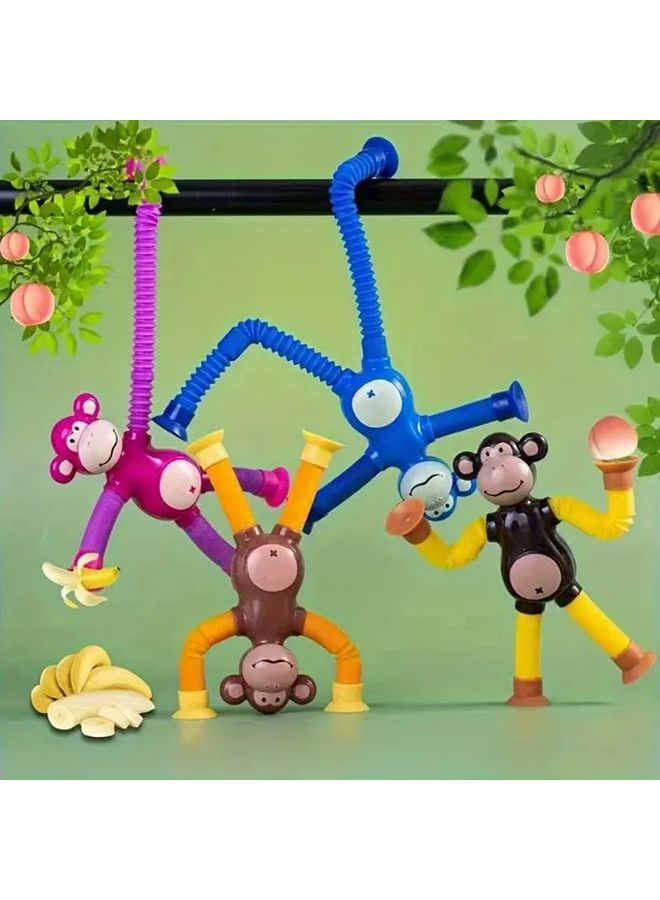 Random 4 Pcs Stretching Monkey Suction Cup Toy Hand Squeezable Fun For Office Classroom Party - Image 4