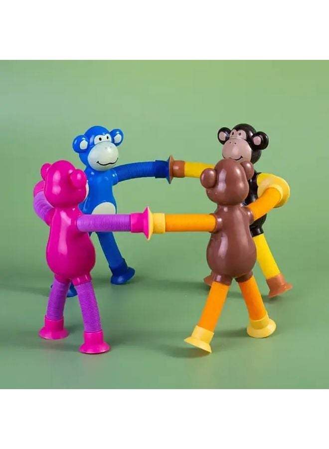 Random 4 Pcs Stretching Monkey Suction Cup Toy Hand Squeezable Fun For Office Classroom Party - Image 2