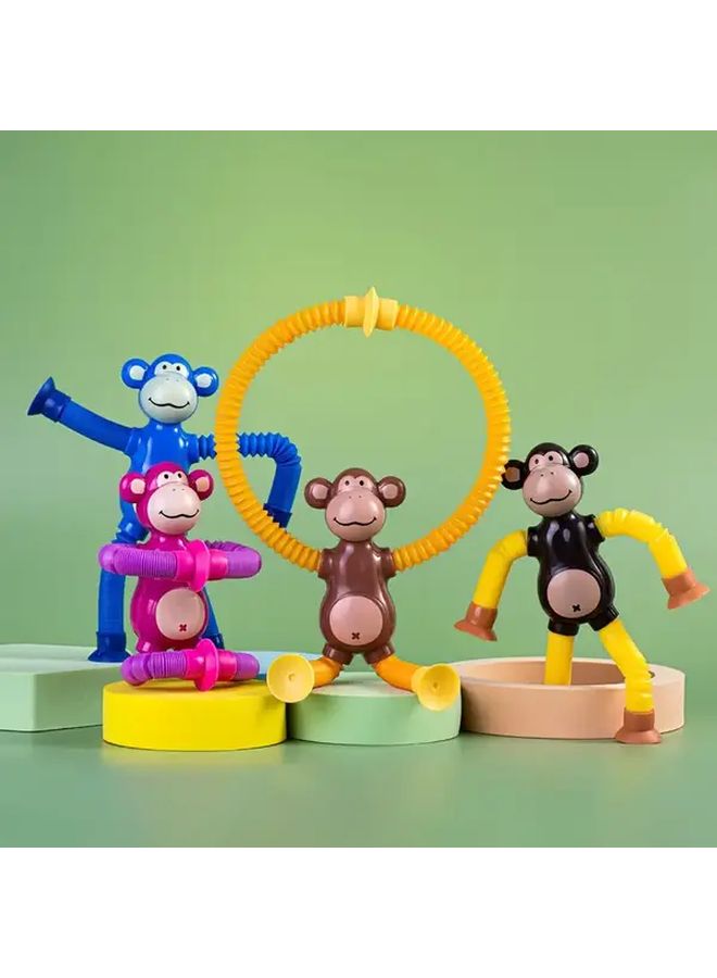 Random 4 Pcs Stretching Monkey Suction Cup Toy Hand Squeezable Fun For Office Classroom Party - Image 5