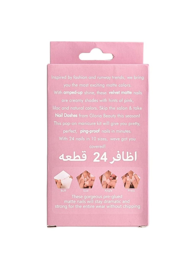 هوليا بيوتي - أظافر صناعية لاصقة من 24 قطعة, لون زهري - Image 1