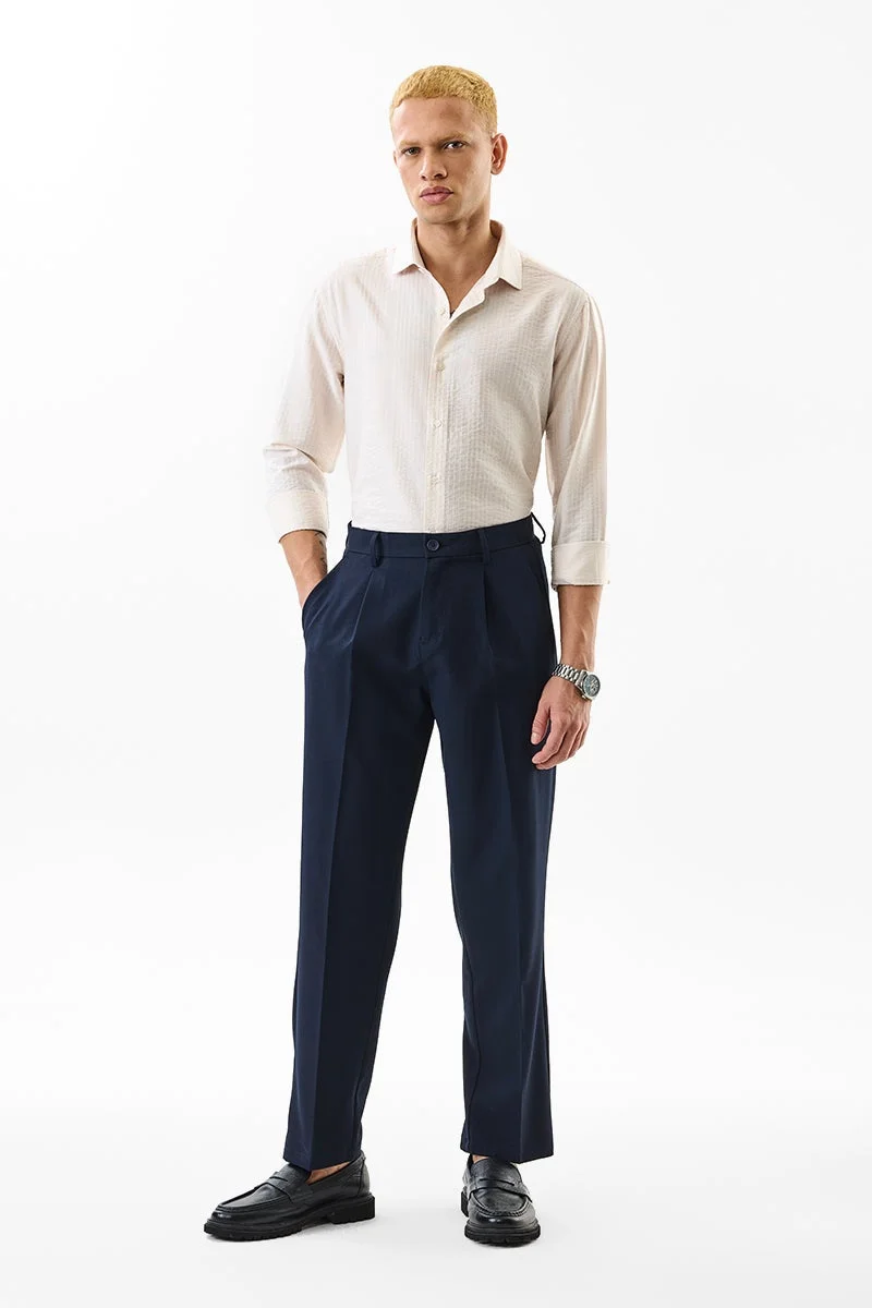 SNITCH Off-White Solid Long Sleeve Slim Fit Luxe Shirt