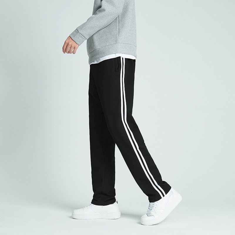Two Bars School Uniform Pants Men And Women Junior High School Students Dark Blue Baby Velvet School Pants Pure Cotton Fleece-Lined Thickened - Image 1