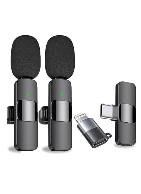 K9 Wireless Lavalier Microphone Dual Plug and Play 20m Range Auto-Sync Noise Reduction Mic for Recording Conversation