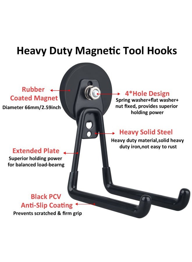 ULIBERMAGNET Magnetic Hooks,Heavy Duty Extra Large Hooks,Power Tool Organizer for Workshop Organization, 2 Pack Tool Hooks for Cordless Drill,Garden Tool,Metal Cabinet,Steel Pegboard(Black) - Image 3