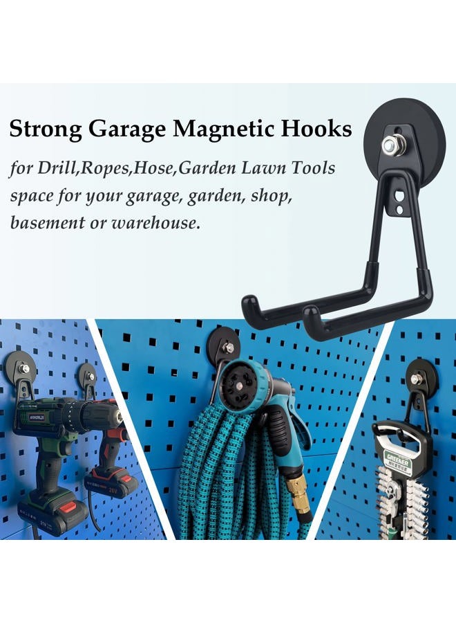 ULIBERMAGNET Magnetic Hooks,Heavy Duty Extra Large Hooks,Power Tool Organizer for Workshop Organization, 2 Pack Tool Hooks for Cordless Drill,Garden Tool,Metal Cabinet,Steel Pegboard(Black) - Image 5