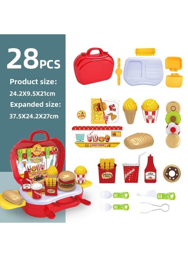 Children's Backpack Toy Tool Kit Repair Educational Boys Play House Maintenance Tools Set Disassembly Assembly Learning-Specifications:Large 2-in -1 Hamburger Tote  - Image 1