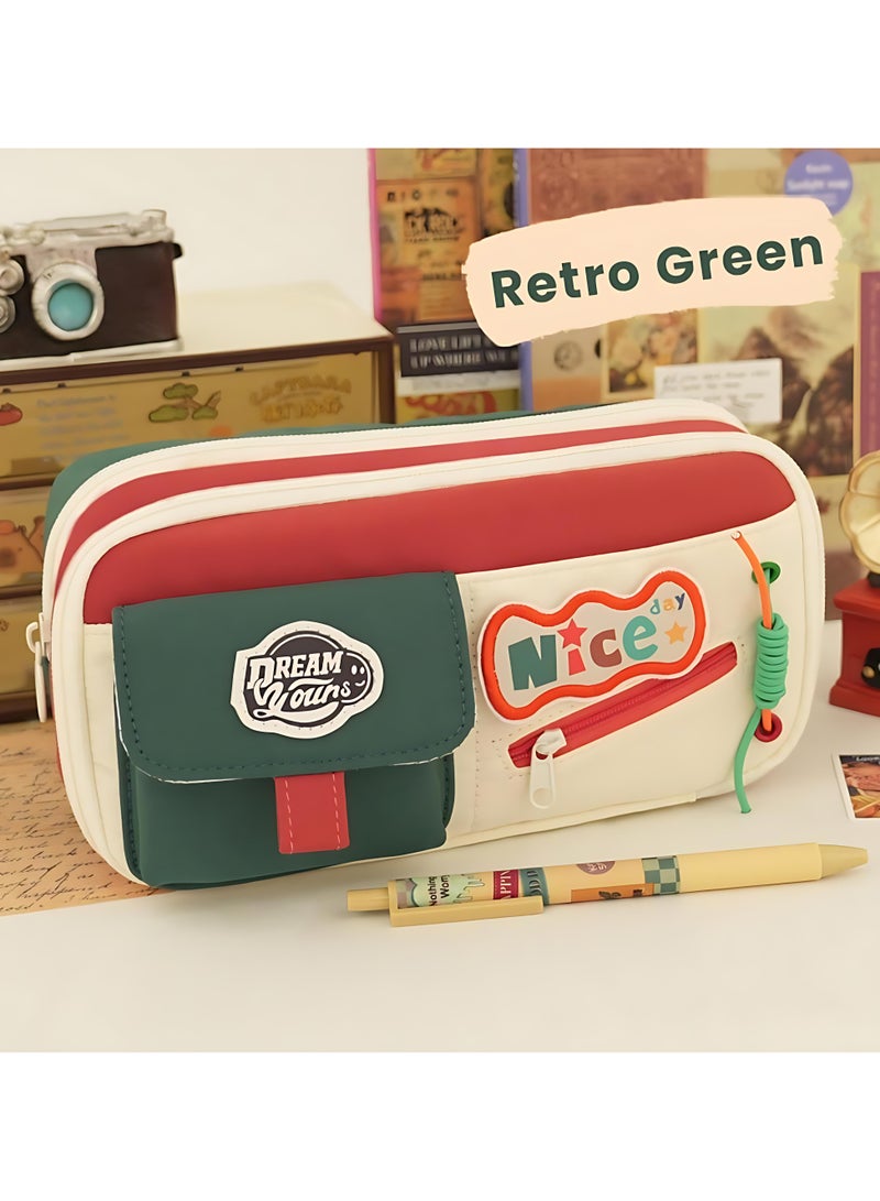 JOSQUEWNN Large Capacity Canvas Pencil Case, Holds 80 Pens, Durable Zippered School Stationery Organizer - Image 1