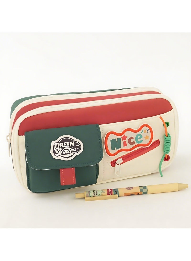 JOSQUEWNN Large Capacity Canvas Pencil Case, Holds 80 Pens, Durable Zippered School Stationery Organizer - Image 5