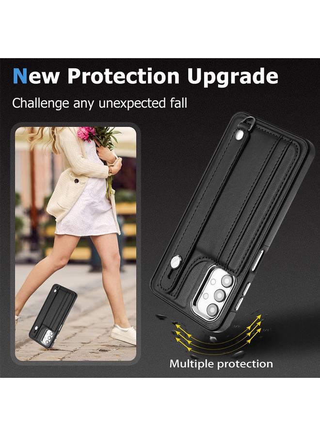 اس-توب جراب هاتف Samsung Galaxy A32 5G مصنوع من الجلد المقاوم للصدمات مع حزام معصم - Image 3