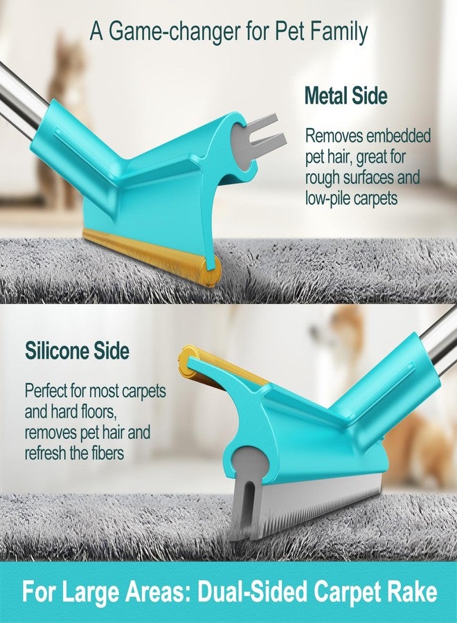Airbee Carpet Rake for Pet Hair Removal (3 Pack), Dog Cat Fur Remover Rubber Broom, Stainless Steel Long Handle Lint Shaver Cleaner Tools, Scraper Brush for Carpet, Rug, Car Mat, Couch, Pet Bed - Image 3