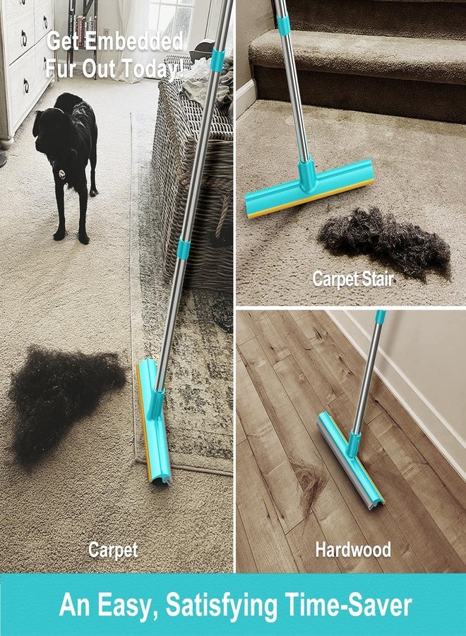 Airbee Carpet Rake for Pet Hair Removal (3 Pack), Dog Cat Fur Remover Rubber Broom, Stainless Steel Long Handle Lint Shaver Cleaner Tools, Scraper Brush for Carpet, Rug, Car Mat, Couch, Pet Bed - Image 5
