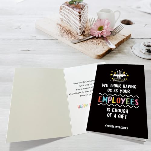 Obbyidk Happy Birthday Card for Boss Leader Employer, Funny Boss Birthday Card Gift for Women Men, We Think Having Us as Your Employees Is Enough of A Gift - Image 3