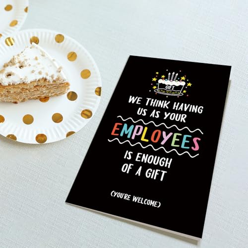 Obbyidk Happy Birthday Card for Boss Leader Employer, Funny Boss Birthday Card Gift for Women Men, We Think Having Us as Your Employees Is Enough of A Gift - Image 4