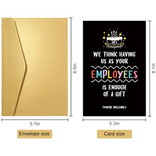 Obbyidk Happy Birthday Card for Boss Leader Employer, Funny Boss Birthday Card Gift for Women Men, We Think Having Us as Your Employees Is Enough of A Gift - Image 2