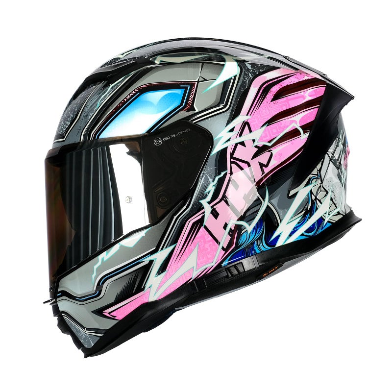 HAX Force GlowintheDark Aerodynamic Full Face Helmet for Street EBikes DOT ECE Certified Enhanced Dual Visor Adult Size Pinlock Ready Thunder Pink L - Image 3