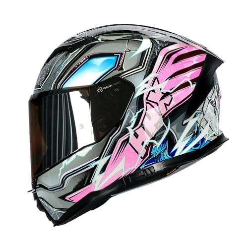 HAX Force GlowintheDark Aerodynamic Full Face Helmet for Street EBikes DOT ECE Certified Enhanced Dual Visor Adult Size Pinlock Ready Thunder Pink L - Image 1