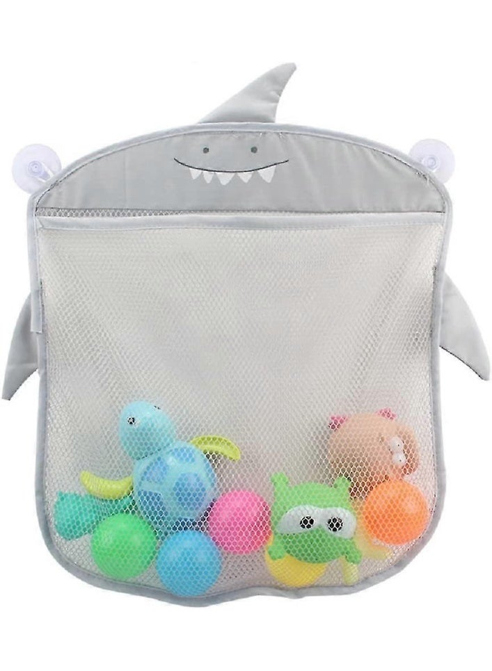 منظم شبكي لتخزين الألعاب مكون من 3 قطع مع 6 خطافات لاصقة وأكواب شفط قوية يُشجع الأطفال على التنظيم لتخزين أدوات الحمام، مستلزمات الغرف أو الإكسسوارات 39 × 35 سم (رمادى - وردى - أزرق) - Image 2