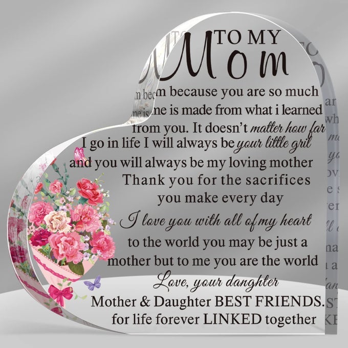 BIRTHDAY GIFTS FOR MOM FROM SON MOTHERS DAY GIFTS HEART ACRYLIC KEEPSAKE AND PAPERWEIGHT MEANINGFUL IDEAL GIFTS FOR GRANDMA NANA GRANDMOTHER STEPMOTHERCUTE STYLE