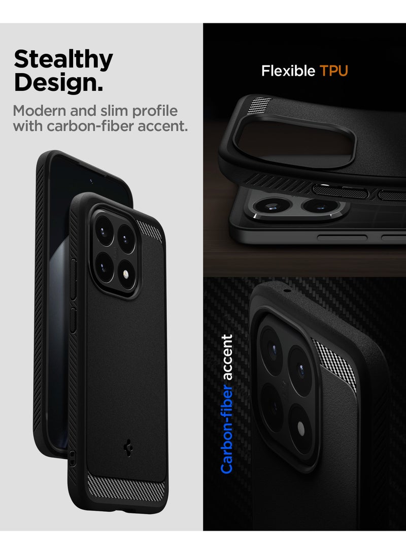 Spigen Rugged Armor for Xiaomi 15T Case Cover with Carbon Fiber accents - Matte Black - Image 4