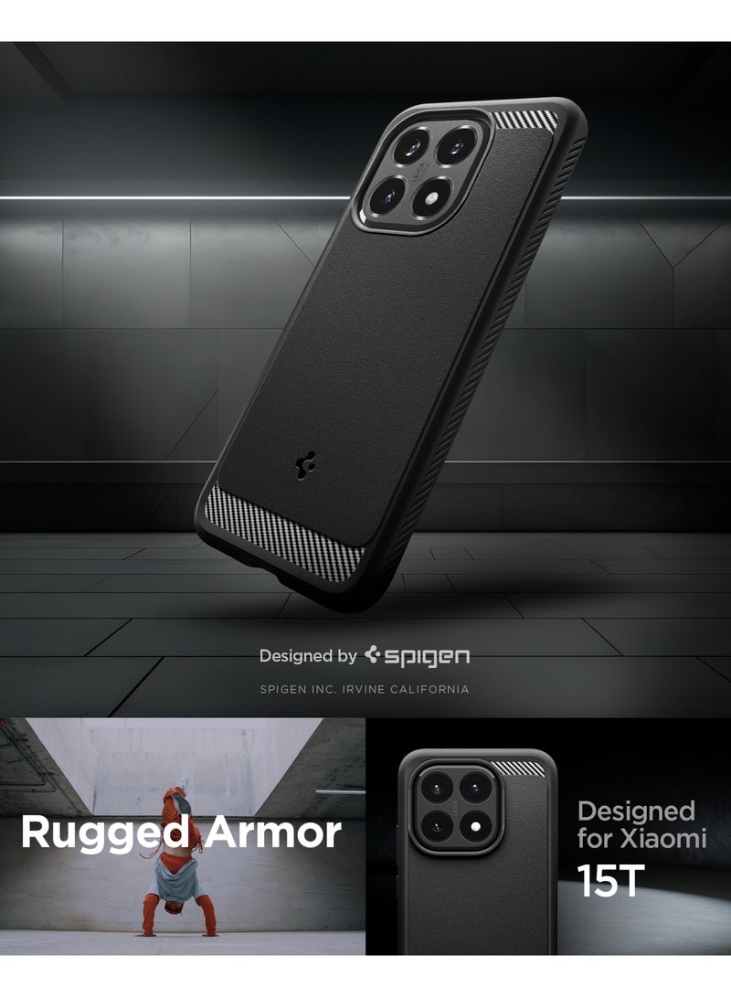 Spigen Rugged Armor for Xiaomi 15T Case Cover with Carbon Fiber accents - Matte Black - Image 2