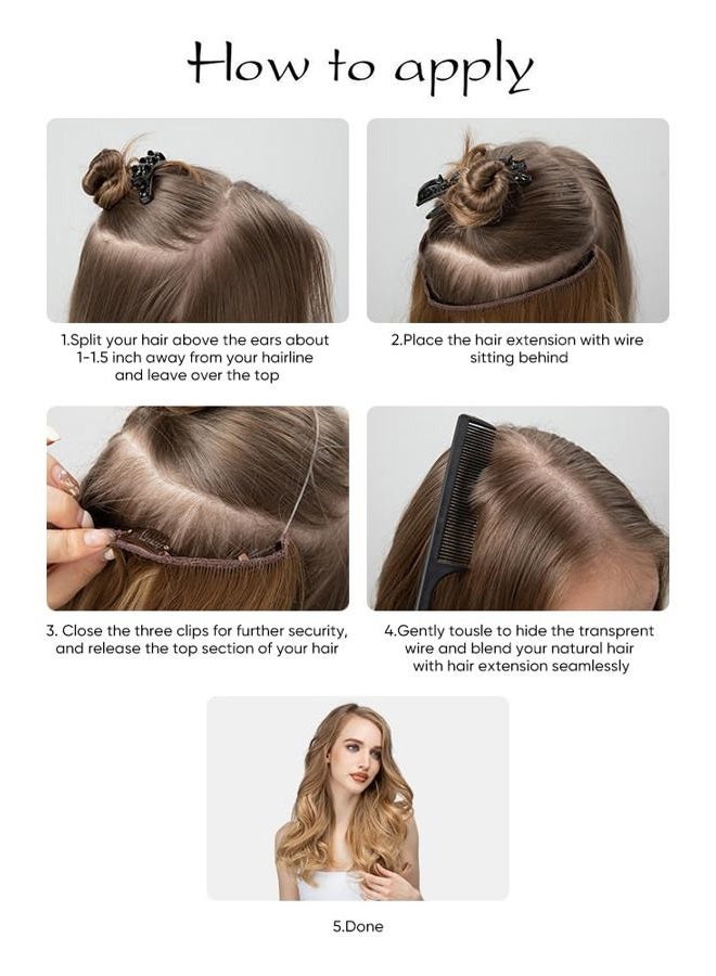 SARLA إكستنشن شعر خفي قابل للتعديل بتقنية الوير الموجي المجعد طويل صناعي 16 بوصة 3.9 أونصة للنساء مقاوم للحرارة بدون مشبك SARLA - Image 2