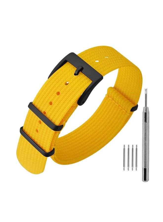 ANNEFIT Nylon Watch Band 22mm, One-Piece Waterproof Military Watch Straps with Heavy Black Buckle (Yellow)  - Image 1