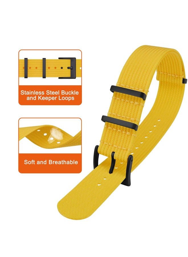 ANNEFIT Nylon Watch Band 22mm, One-Piece Waterproof Military Watch Straps with Heavy Black Buckle (Yellow)  - Image 3