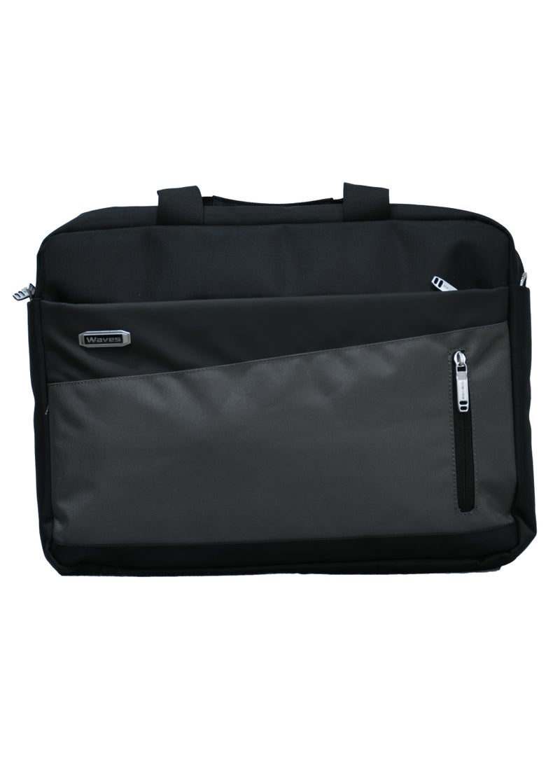 WAVES Laptop Bag Premium Durable Lightweight Messenger Bag Front Pocket Luggage Belt and Secure Zippers for 16-inch Laptops and Tablets Gray - Image 1