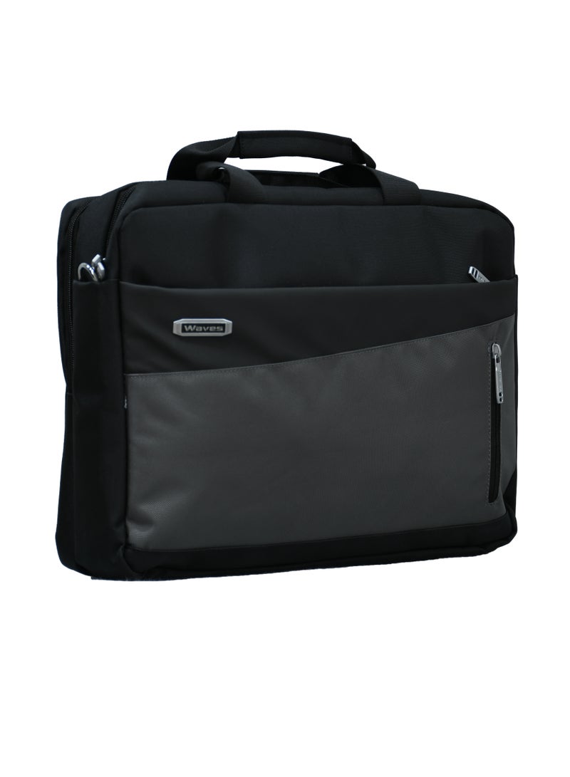 WAVES Laptop Bag Premium Durable Lightweight Messenger Bag Front Pocket Luggage Belt and Secure Zippers for 16-inch Laptops and Tablets Gray - Image 2