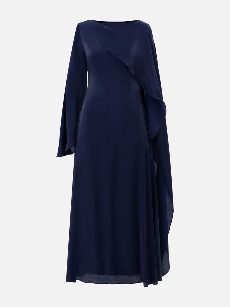 Lichi Textured maxi dress with one shoulder cape - Image 2