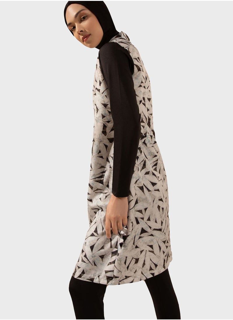 Mayo Bella by Modanisa - Printed Zip Detail Burkini Set - Image 1