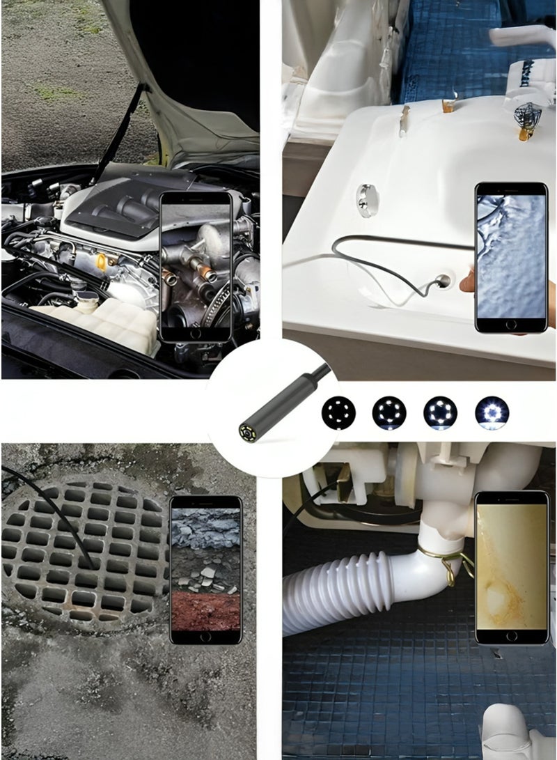 Generic 7mm Lens Size, 5 Meters Wire Mini Endoscope Camera for Android USB Borescopes Waterproof Led Lighting Inspection Camera with Free C-Type Connector - Image 4