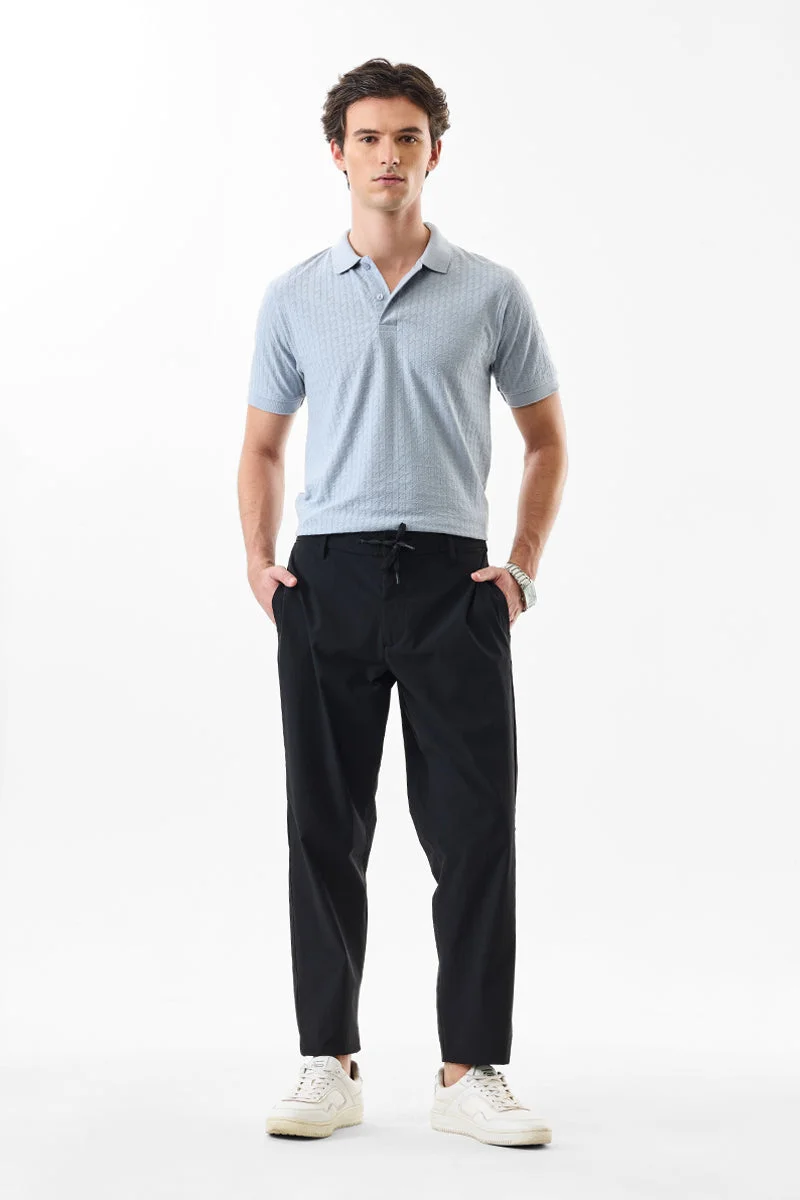 Snitch Black Stretch Regular Fit Trousers for Men | Best Price UAE